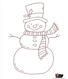 Redwork Snowman 1-