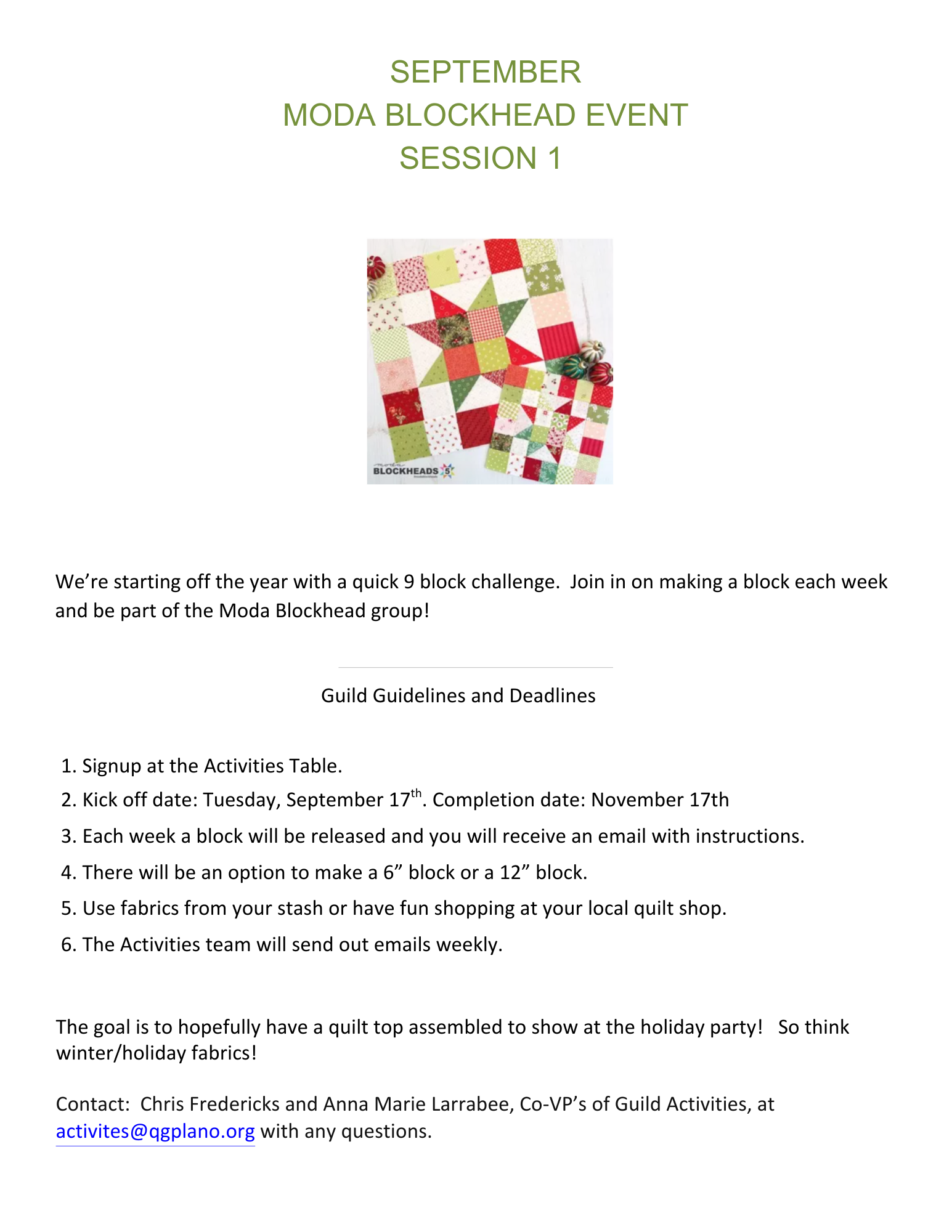 September Moda Blockhead Event Session 1
