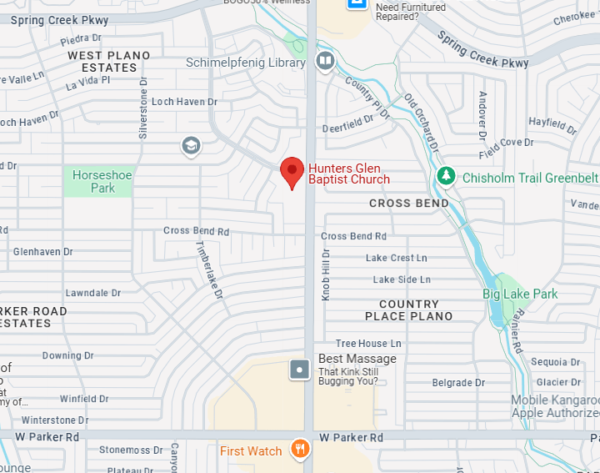 Map of Hunters Glen Baptist Church